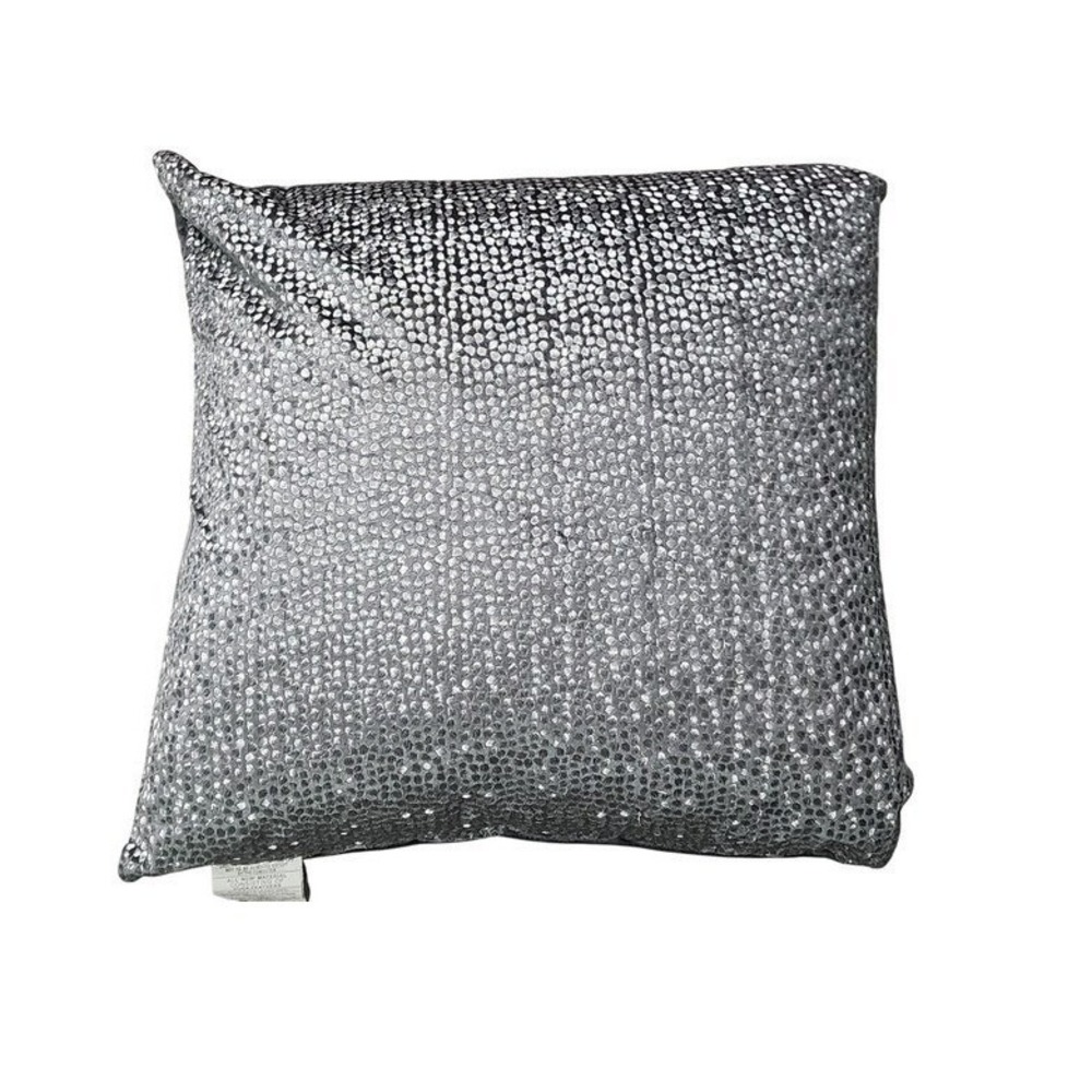 Oyshee Silver Embroidered Velvet Down Decorative Throw Pillow 24x24